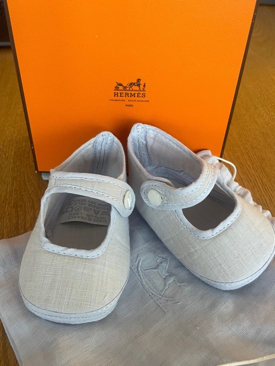 Hermes Other - Hermès Baby White Linen Mary Jane Shoes Crib Shoes Size Infant Designer